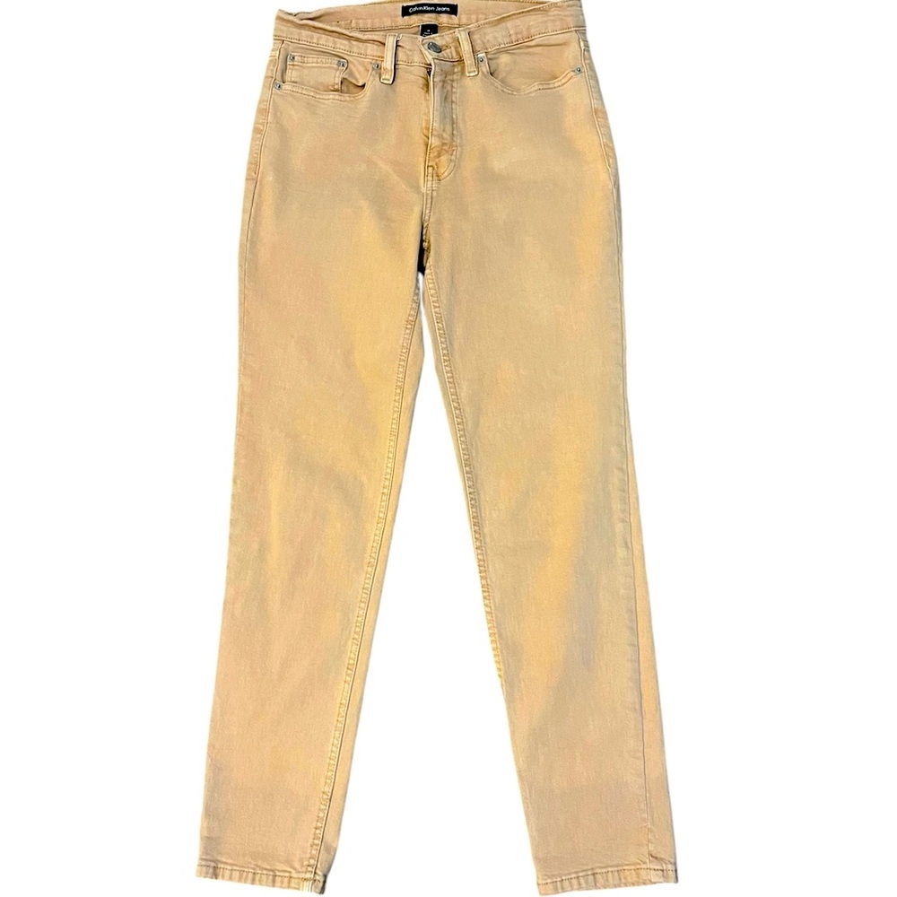 Calvin Klein High Tan Khaki Rise Slim Fit Pants Jeans Tan Size: 28 - Picture 7 of 8